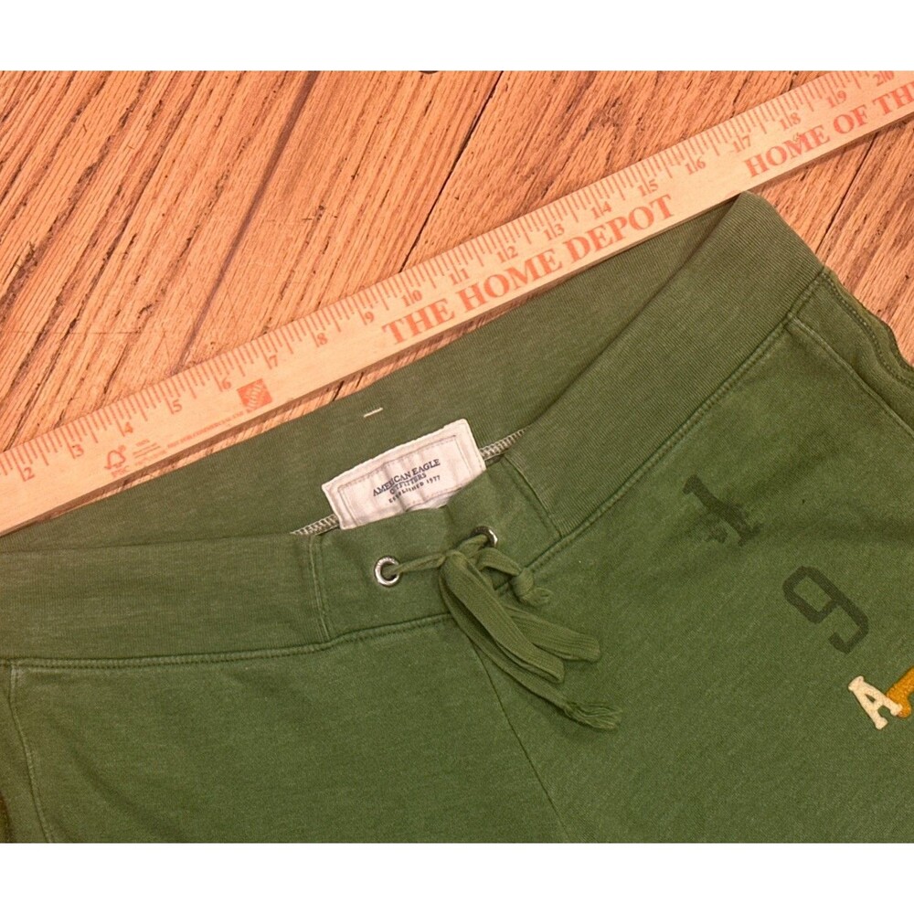 Vintage American Eagle Green Sweat Shorts Y2K Size Large Lounge Athletic Raw Hem - Picture 3 of 10